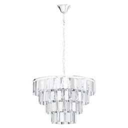 Lustră sticlă Erseka, 7x40W E14, D:48,5 cm H:145 cm, crom