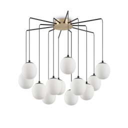 Lustră modernă Rhapsody SP12 236957, 12x3,2W G9 LED, Ø:650mm H:560 mm, alamă satinata, sticlă albă