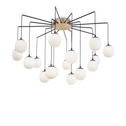 Candelabru modern Rhapsody SP16 236964, 16x3,2W G9 LED, Ø:950mm H:575 mm, alamă satinata, sticlă albă