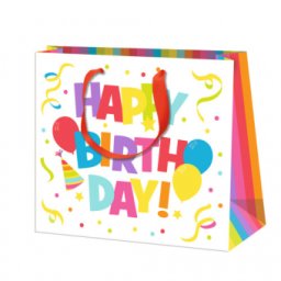 SACOSA CADOU, HARTIE, DIMENSIUNI 36X31X10 CM, HAPPY BIRTHDAY