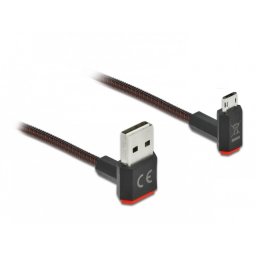 Cablu EASY-USB 2.0 la micro-B EASY-USB unghi sus/jos 0.2m textil, Delock 85264