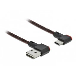 Cablu EASY-USB 2.0 la USB-C unghi stanga/dreapta 0.5m textil, Delock 85280