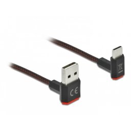Cablu EASY-USB 2.0 la USB-C unghi sus/jos 2m textil, Delock 85278