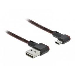 Cablu EASY-USB 2.0 la micro-B EASY-USB unghi stanga/dreapta 0.5m textil, Delock 85270