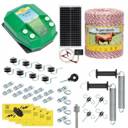 Pachet gard electric complet 1000 m, 4,5 Joule, cu sistem solar, pentru animale domestice :: 1000 m