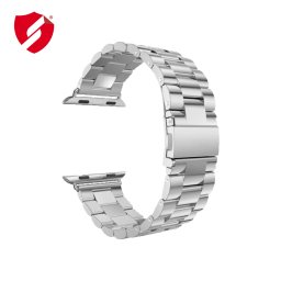 Curea Apple Watch 42/44 Series 1/2/3/4/5 cu zale metalice decalate, inox silver