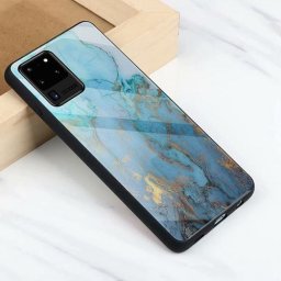 Husa Samsung S20 g980 Plastic Marble Auriu & Albastru