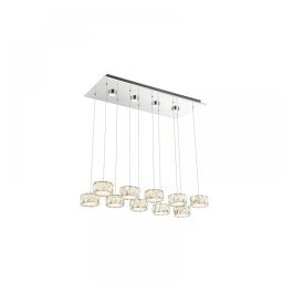 Suspensie cristal Amur 49350-92H, 96W LED, 6500 lumeni, 4000K, L:76 cm H:120 cm, crom