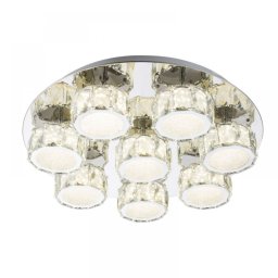 Plafoniera cristal Amur 49350D5, 64W LED, 4580 lumeni, 4000K, D:50 cm H:11cm, crom
