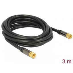 Cablu antena F Plug la F Plug RG-6/U 3m Negru, Delock 88920