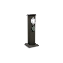 Stâlp de exterior cu prize cu temporizator 2Z IP44 Ecolite XSMM-202 FT