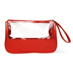 Borseta cosmetice pentru voiaj, Everestus, PS03, microfibra, pvc, rosu