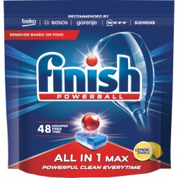 DETERGENT VASE PENTRU MASINA DE SPALAT FINISH ALL IN 1 MAX LEMON 48 TABLETE
