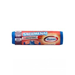 SACI MENAJ CU URECHI 240L 10/SET 2XREZ ALBASTRI