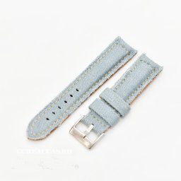 Curea piele si jeans căptușită albastru pal 22mm - 3892219