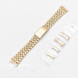 Bratara metalica reglabila aurie model Rolex capete curbate 18-22mm - 51366