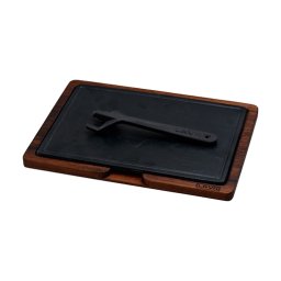 Platou servire fonta cu suport din lemn 20 x 30 cm - Lava
