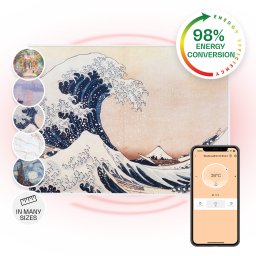 Klarstein Wonderwall Air Art Smart, încălzitor cu infraroșu, 80 x 60 cm, 500 W, aplicație, valuri albastre (HTR10-WdwlS500wWave)