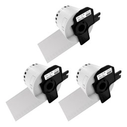 Set 3 role etichete continue compatibile Brother DK-22205, 62 mm 30,48 m, pentru etichete personalizate, logistica si produse