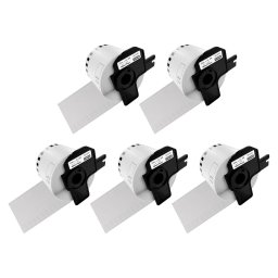 Set 5 role etichete continue compatibile Brother DK-22205, 62 mm 30,48 m, pentru etichete personalizate, logistica si produse
