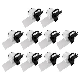 Set 10 role etichete continue compatibile Brother DK-22205, 62 mm 30,48 m, pentru etichete personalizate, logistica si produse