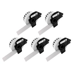 Set 5 role etichete continue compatibile Brother DK-22210, 29 mm 30,48 m, pentru produse, rafturi si documente