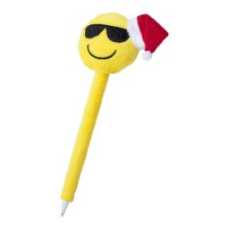 Pix Smiley cu ochelari, design de Craciun, 170 mm, Everestus, 20FEB4774, Plastic, Poliester, Galben, Alb, 2 bastonase gonflabile incluse
