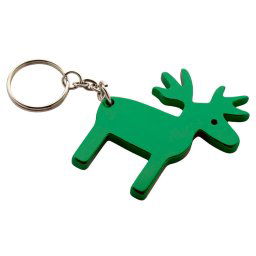 Breloc Ren, design Craciun, 63x55x3 mm, Everestus, 20SEP0240, Aluminiu, Metal, Verde, 2 bastonase gonflabile incluse