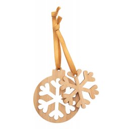 Ornament de Craciun, Fulg de Zapada, 71,5x85x3 mm, Everestus, 20SEP0586, Bambus, Natur