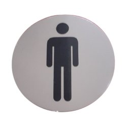 Semn indicator inox toaleta barbati , Ø 8 cm, autoadeziv
