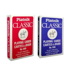 Set carti de joc Piatnik "CLASSIC", 2 pachete a 55 de carti, unul cu model rosu pe spate, celalalt cu model albastru, fabricate in Austria