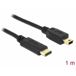 Cablu USB 2.0 tip C la mini USB-B T-T 1m Negru, Delock 83603