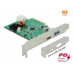 PCI Express cu 1 x USB-C PD + 1 x SuperSpeed USB 10 Gbps (USB 3.2 Gen 2)-A, Delock 89001