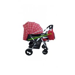 Cărucior nou născut 2 in 1+geanta multifuncționala+plasă pentru insecte Baby Care 511 Roșu Design
