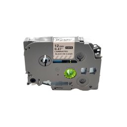 Banda laminata compatibila Brother P-touch TZe-131, 12 mm, negru pe transparent, pentru etichetare profesionala, echipamente si documente