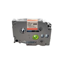 Banda laminata compatibila Brother TZe-431, 12 mm, negru pe rosu, pentru avertizare vizuala, echipamente si marcaje speciale