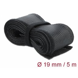 Plasa pentru organizarea cablurilor cu arici 5m x 19mm Negru, Delock 19050
