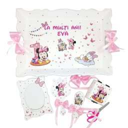 Set Tavita Mot Baby Minnie, 7 piese, personalizat cu nume si data, DSPH1620