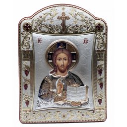 Icoana Iisus Hristos placata cu Aur si Argint by Chinelli - made in Italy 16 x 20 cm