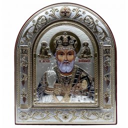 Icoana Sf. Nicolae placata cu aur si argint by Chinelli - Made in Italy 16 x 20 cm