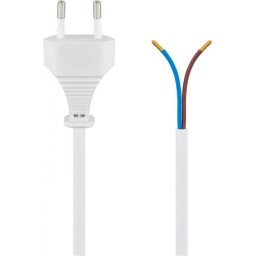 Cablu de alimentare Euro la fire deschise 2.5A 1.5m Alb, Goobay 51345