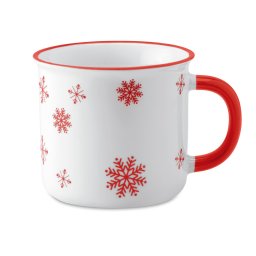 Cana vintage 290 ml cu fulgi de zapada, Everestus, 20IAN2561, Rosu, Ceramica