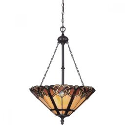 Candelabru Tiffany Art Nouveau Quoizel Cambridge, bronz, E27, 3x100W, D:40,8 cm, H:88.3-216,7 cm, QZ-CAMBRIDGE-P
