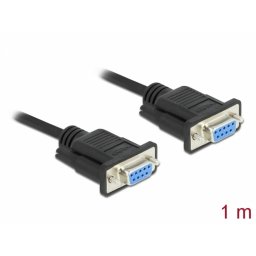 Cablu serial RS-232 Sub-D9 nullmodem M-M 1m Negru, Delock 86608