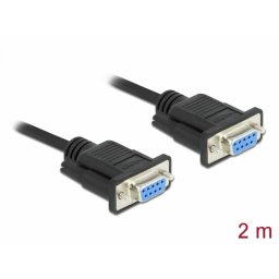 Cablu serial RS-232 Sub-D9 nullmodem M-M 2m Negru, Delock 86605