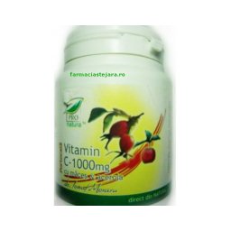 Vitamina c 1000 mg macese si acerola cu aroma portocale 100cps PRO NATURA