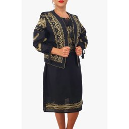 Costum Traditional - Vesta Rochie Brau cu model traditional