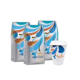 Pachet promo 3 x Morra Espresso cafea boabe 1kg + Cadou Cana ceramica de cafea Morra TO GO, 330 ml+capac silicon alb