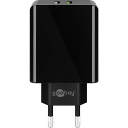 Incarcator priza 2 x USB-A Quick Charge 3.0 2A/28W Negru, Goobay 44956