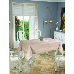 Față de masă Valentini Bianco, Model Gold Etamin, 150x220 cm, culoare Bej